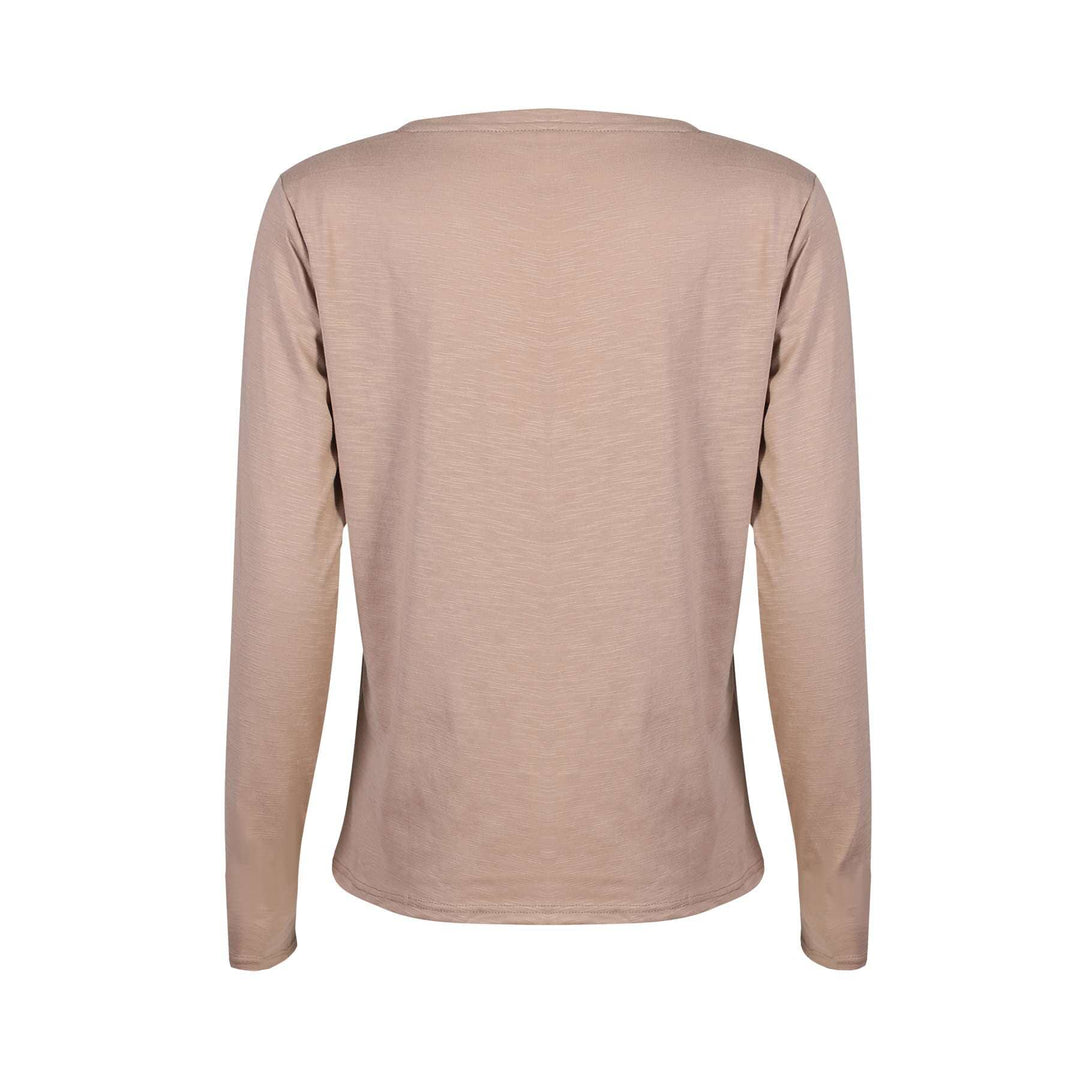 Liberte - Ulla-Ls-Vneck-Tshirt 22159 - Sand T-shirts