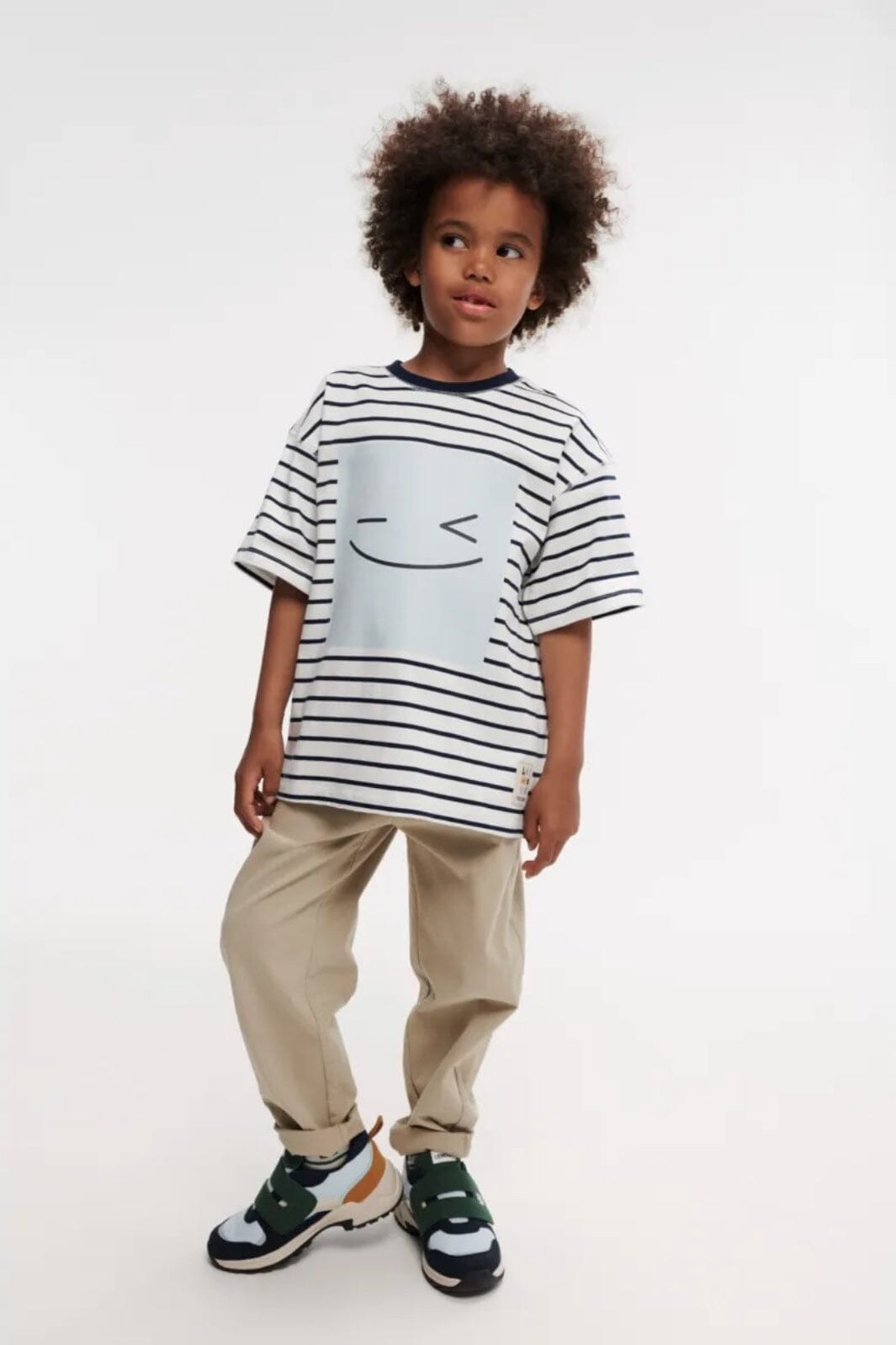 Liewood - Tyler Placement Shortsleeve T-shirt - Smiley / Stripe classic navy / creme de la creme