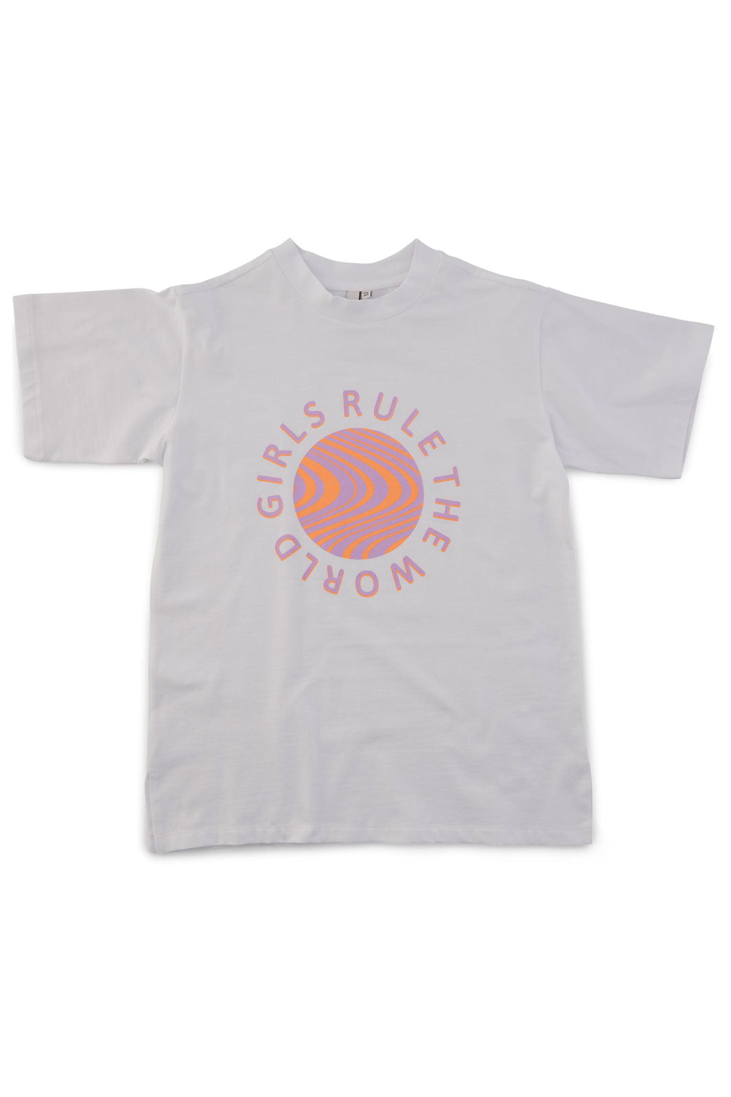 Little Pieces - Lpkenia Ss Long Tee - Bright White - Girls Rule The World
