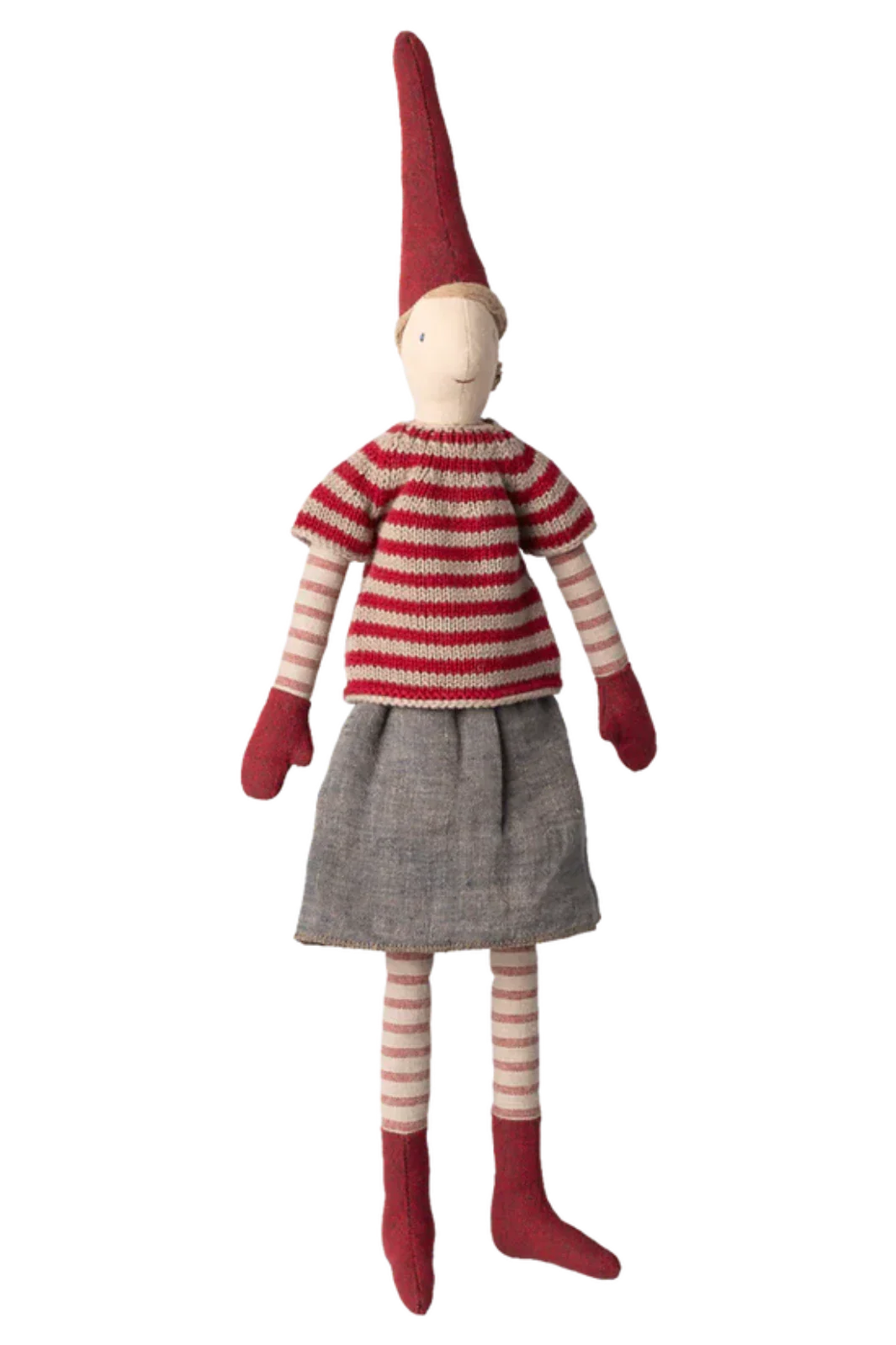 Maileg - Nisse, Str. 3 - Pige - Nederdel Og Strikket Sweater - 14-5432-00 Julepynt