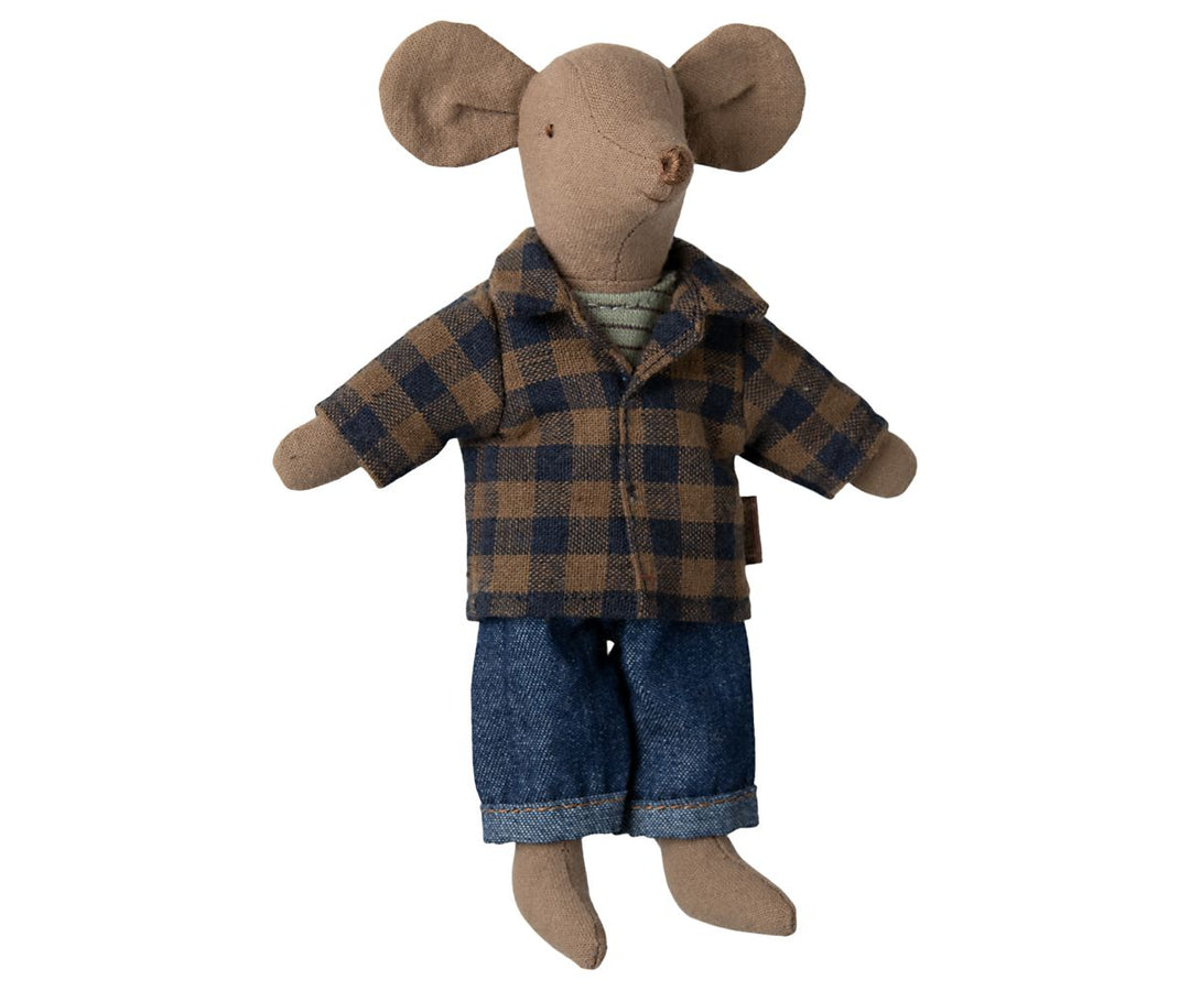 Maileg - Ternet Brun Skjorte Og Bukser, Far Mus - Mum/Dad Mouse Legetøj