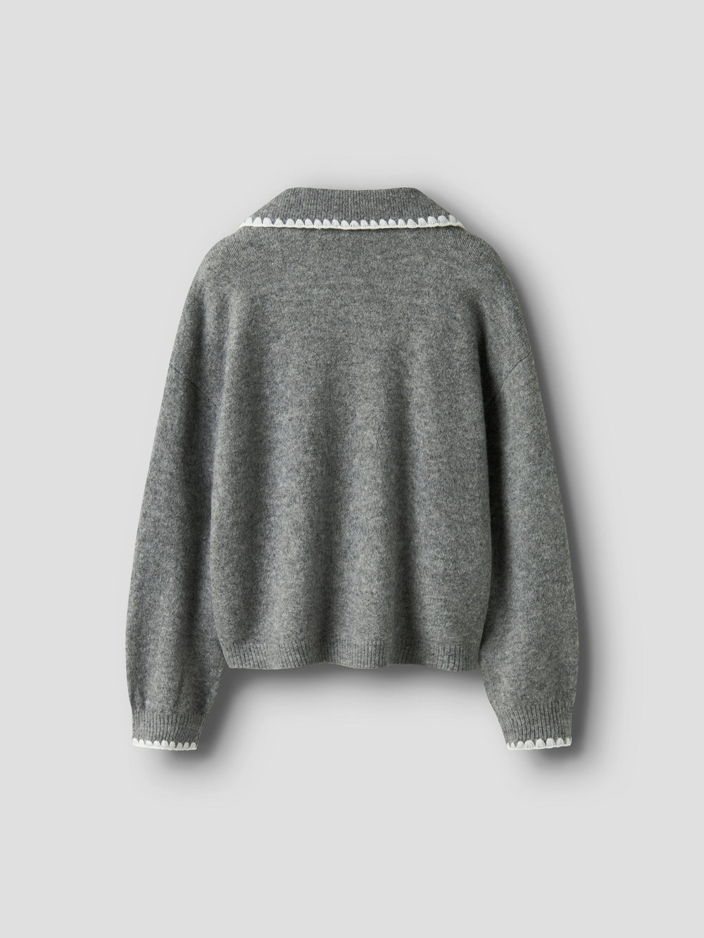 Name It - Nkfrikasa Ls Knit Polo - 4874851 Grey Melange Skjorter