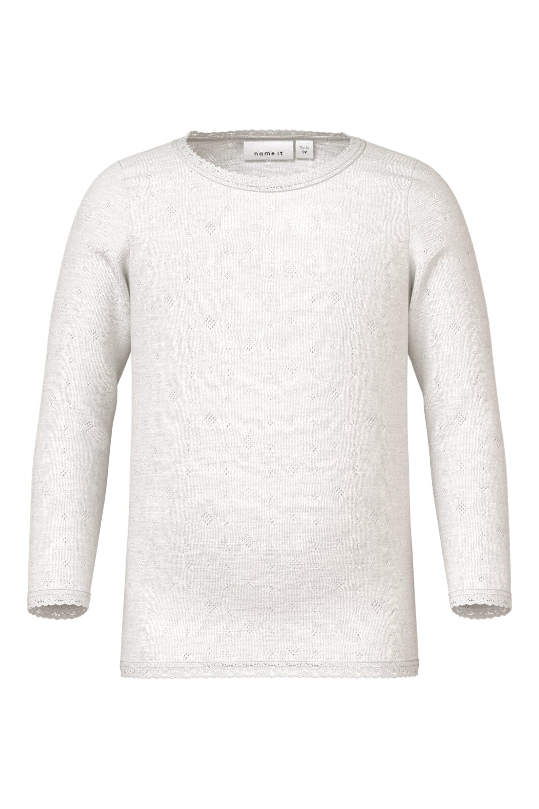 Name It - Nmfwang Wool Needle Ls Top Solid - 4475063 Snow White