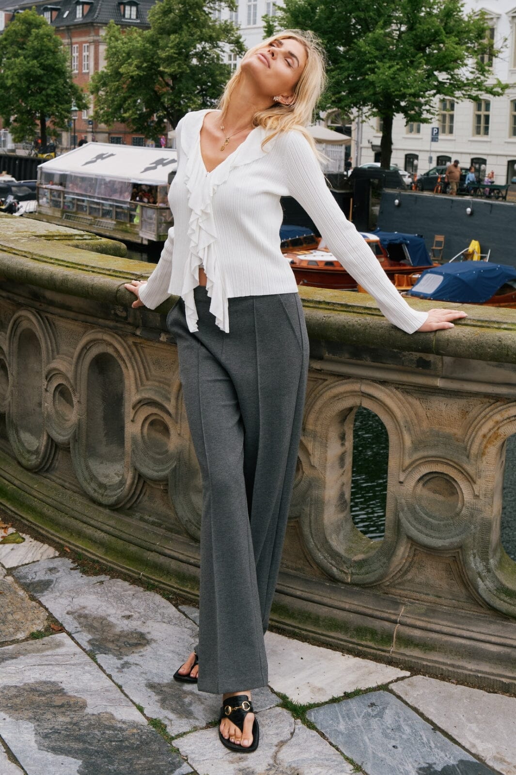 Neo Noir - Anka Soft Pants - Dark Grey Melange