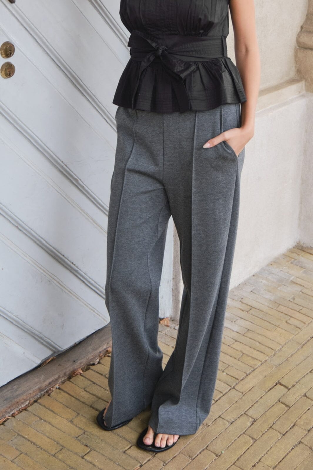Neo Noir - Anka Soft Pants - Dark Grey Melange Bukser