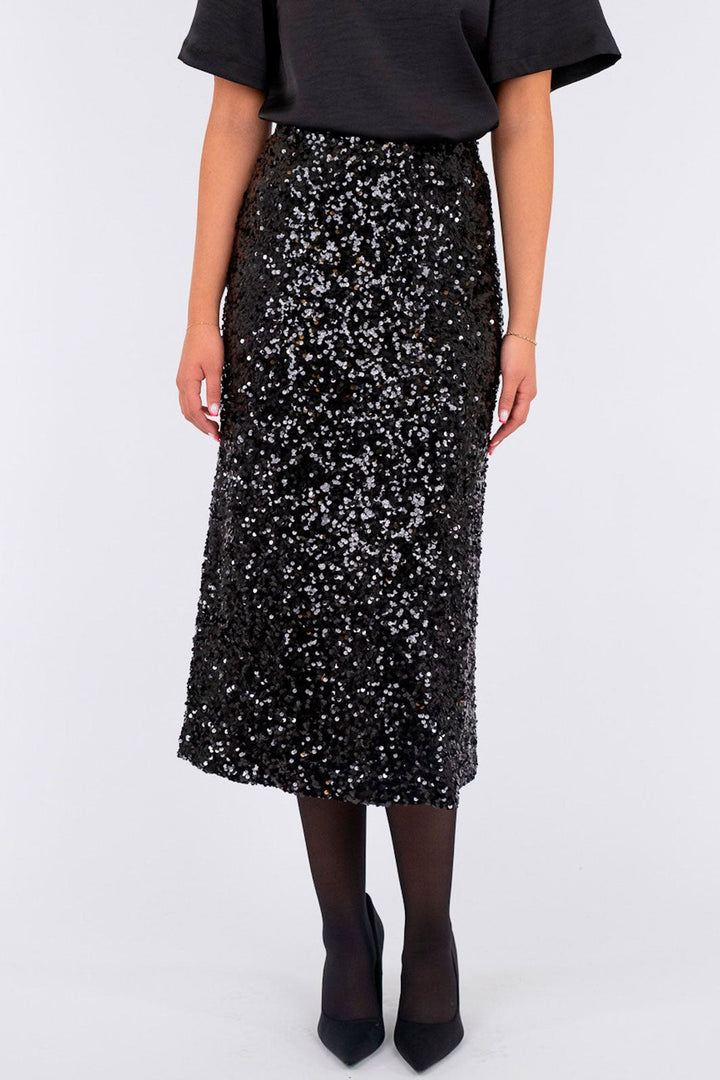 Neo Noir - Baira Fall Sequins Skirt - Black