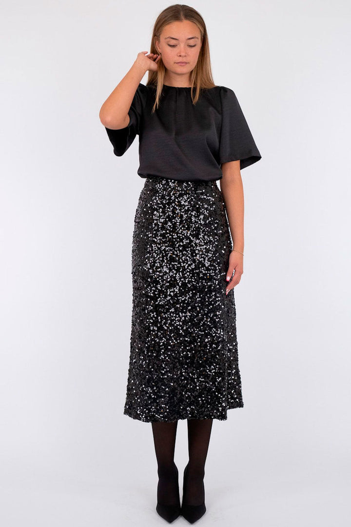 Neo Noir - Baira Fall Sequins Skirt - Black