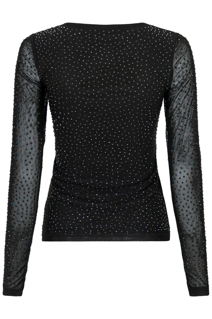 Neo Noir - Basira Stone Mesh Blouse - Black Bluser