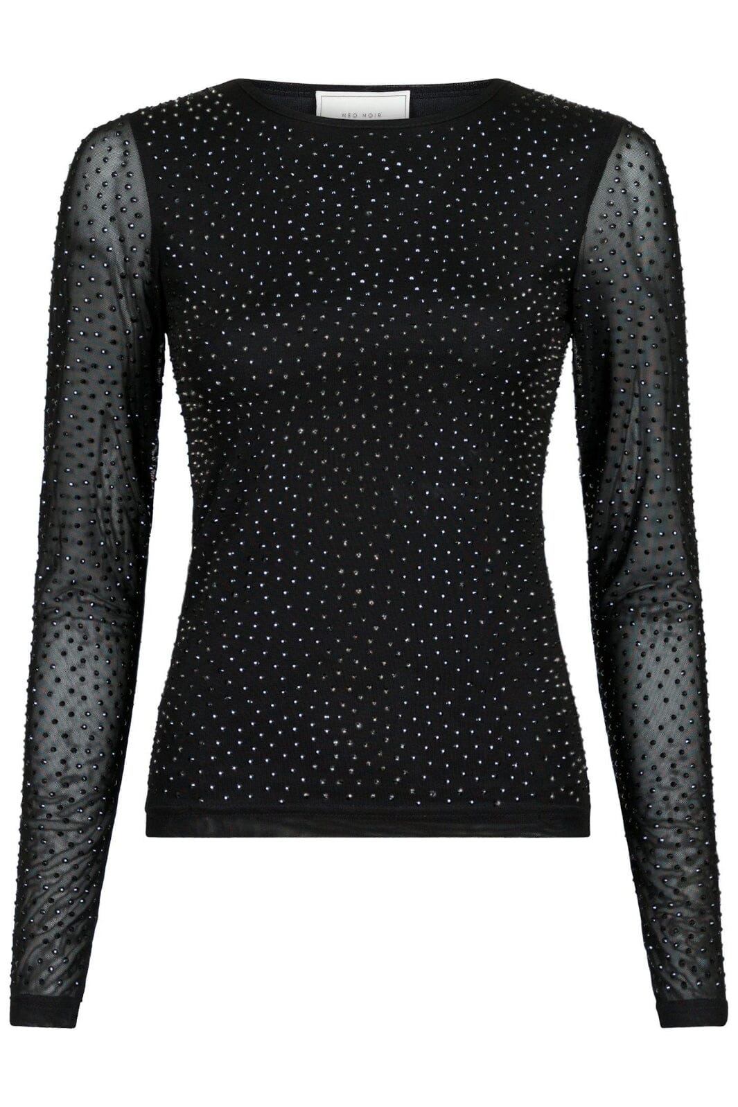 Neo Noir - Basira Stone Mesh Blouse - Black Bluser