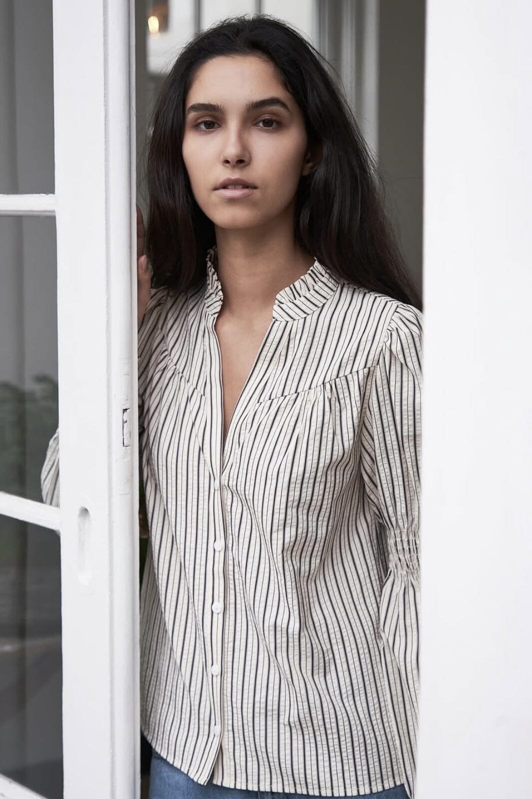 Neo Noir - Camilla Contrast Blouse 164669 - 122 - Creme Bluser