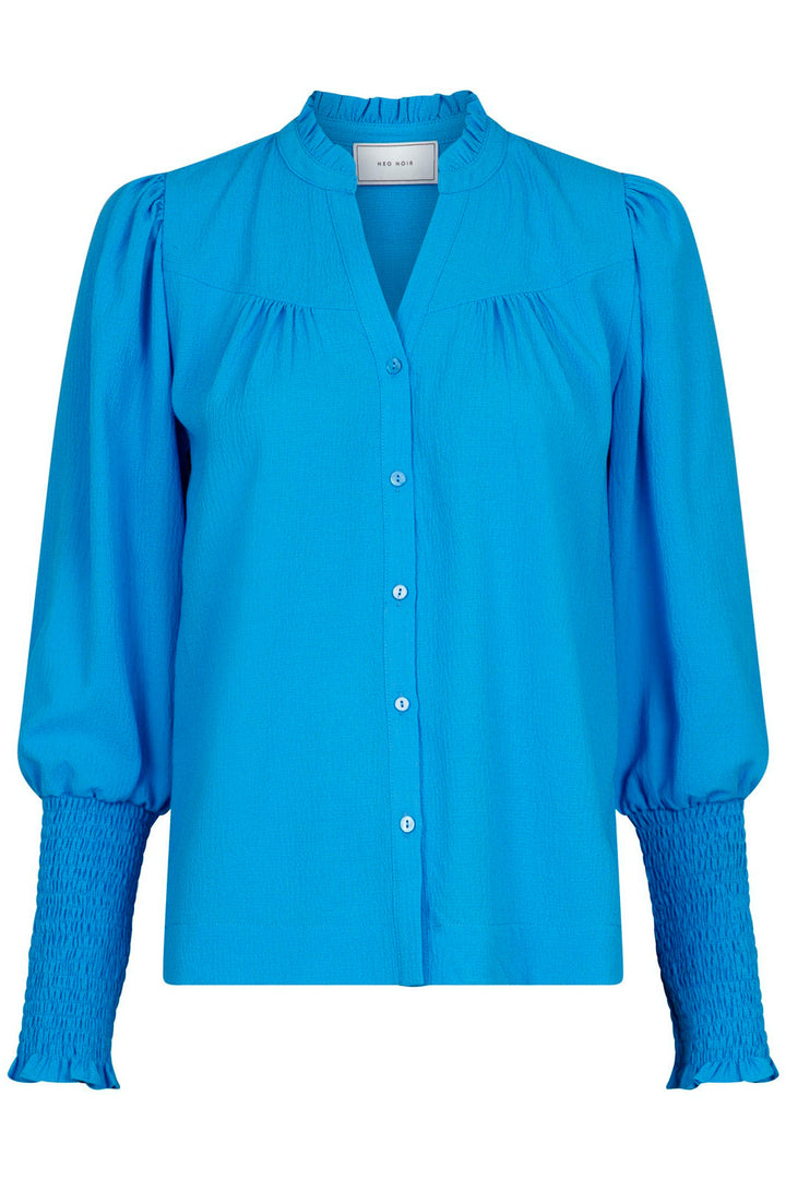 Neo Noir - Camisa Solid Blouse - Blue Skjorter