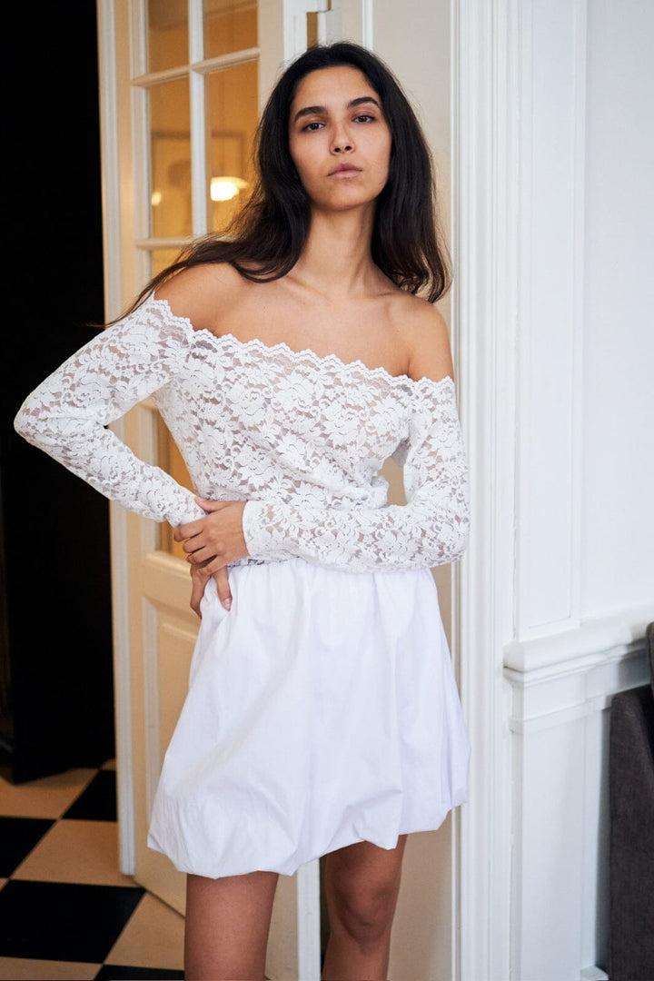 Neo Noir - Casadi Lace Flower Blouse 162631 - 120 - White Bluser