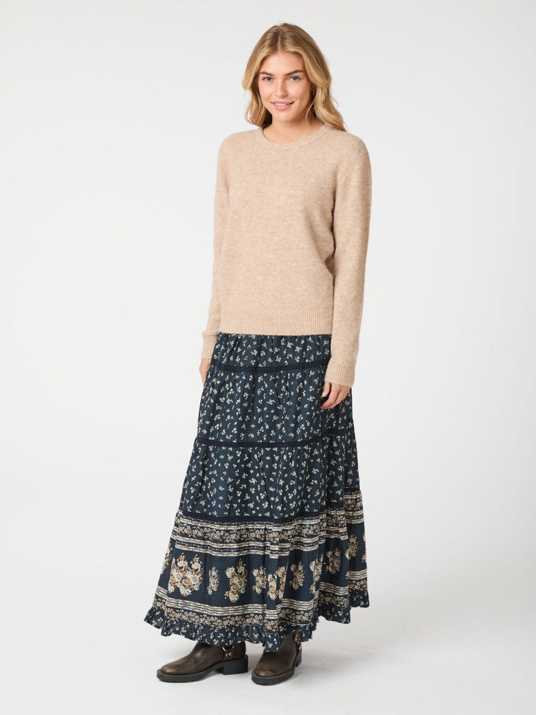 Neo Noir - Felicia Mini Border Skirt 162569 - Camel Nederdele