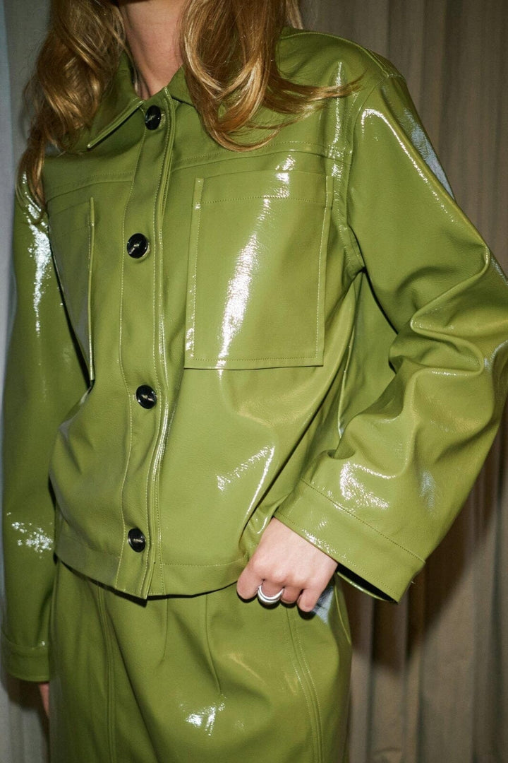 Neo Noir - Hemie Patent Skirt 164659 - 605 - Olive Nederdele