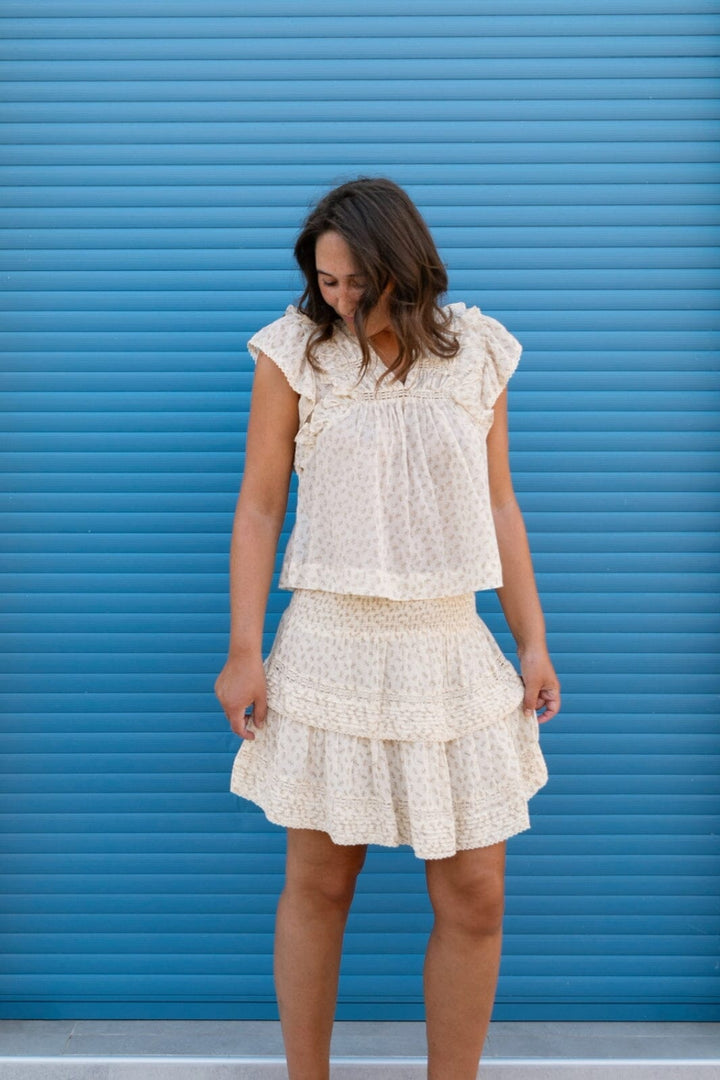 Neo Noir - Jayla Basic Blossom Top - Creme Toppe