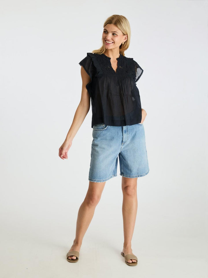 Neo Noir - Jayla S Voile Top - Navy Toppe