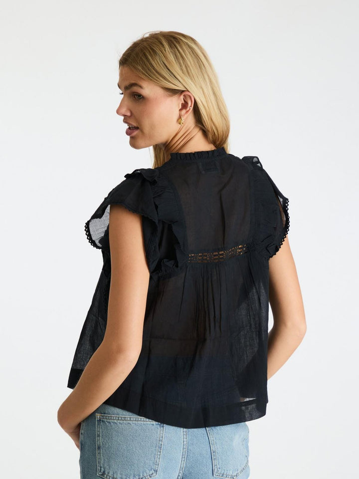Neo Noir - Jayla S Voile Top - Navy Toppe