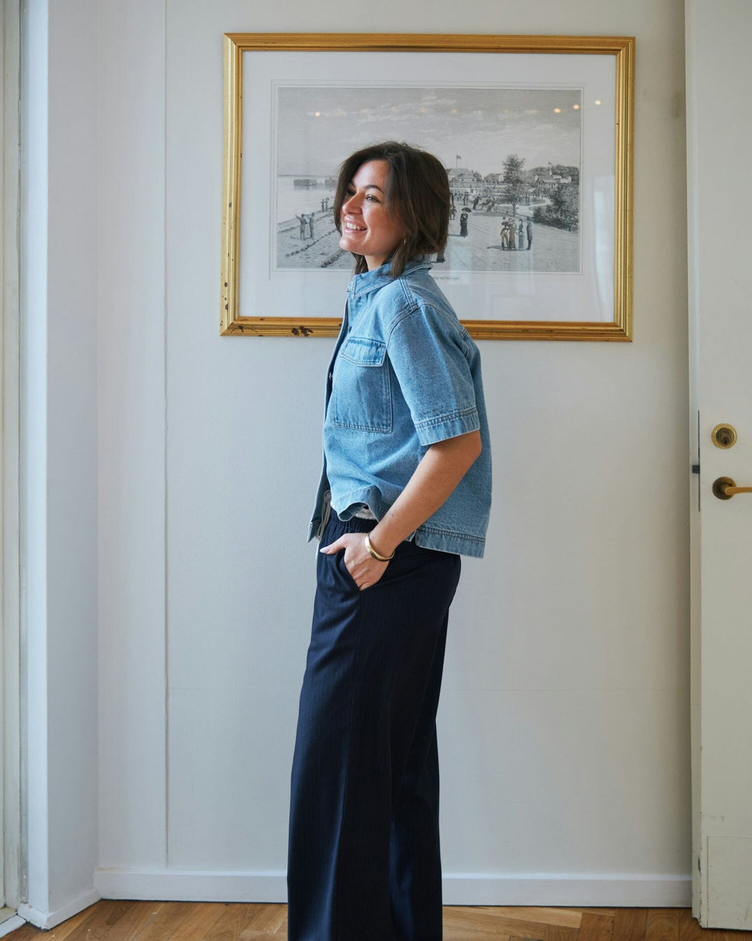 Neo Noir - Julius Pinstripe Pants 164718 - 141 - Navy Bukser