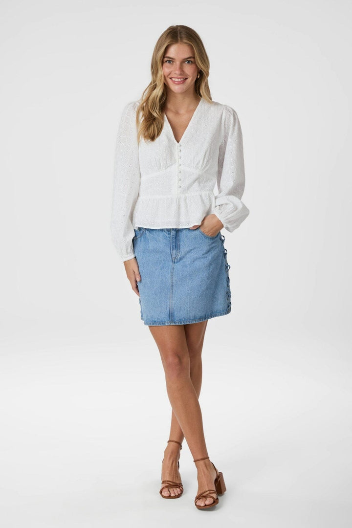 Neo Noir - Neroni Embroidery Blouse 166019 - 120 - White