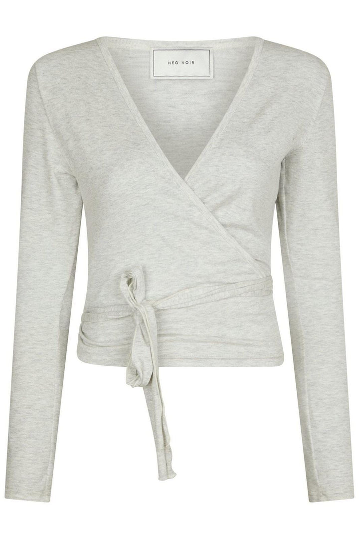 Neo Noir - Nia Jersey Wrap Blouse 165501 - 103 - Light Grey Melange Bluser