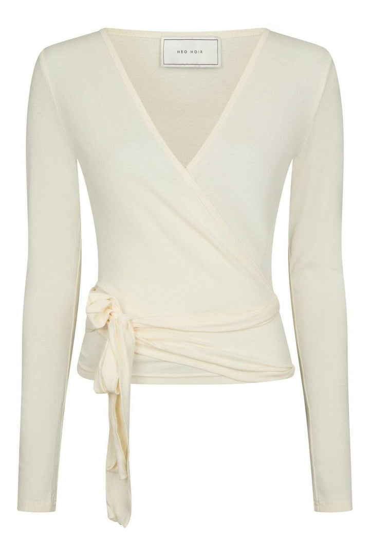 Neo Noir - Nia Jersey Wrap Blouse 165501 - 124 - Ivory Bluser