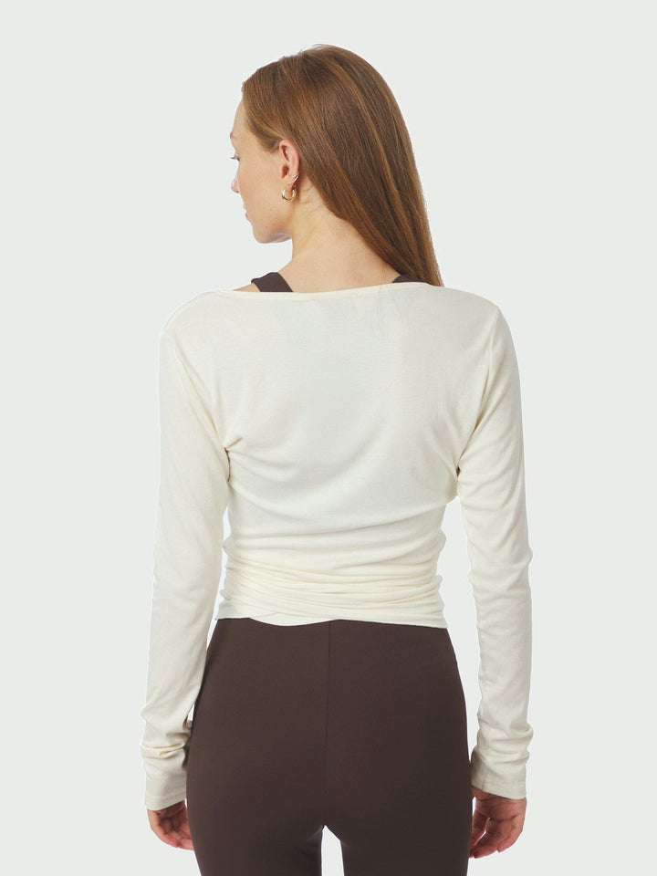 Neo Noir - Nia Jersey Wrap Blouse 165501 - 124 - Ivory Bluser