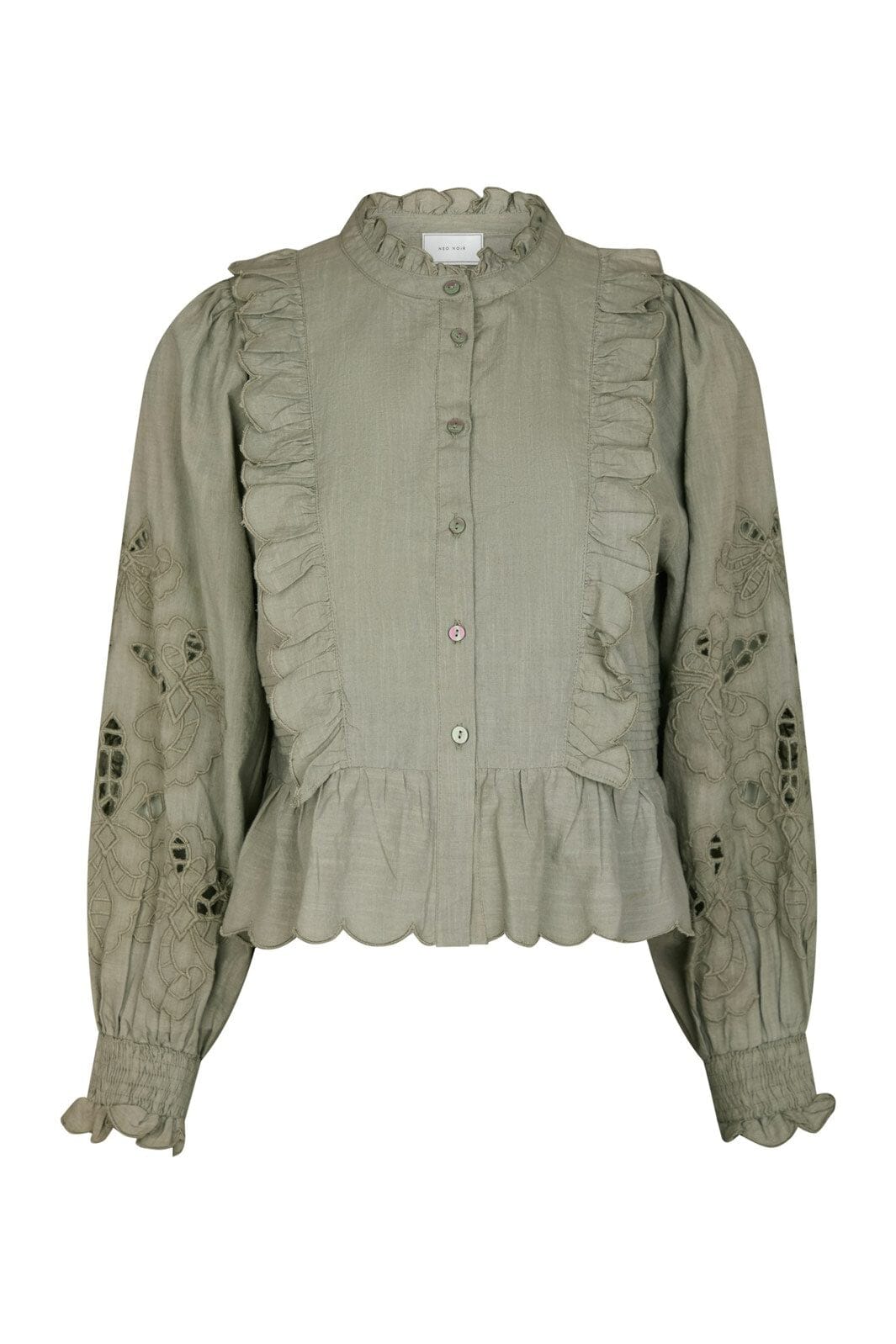 Neo Noir - Petrine Embroidery Blouse 161136 - 627 - Smoke Green