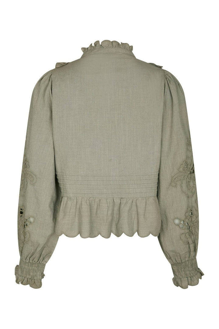 Neo Noir - Petrine Embroidery Blouse 161136 - 627 - Smoke Green