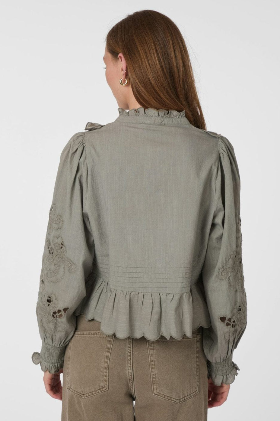 Neo Noir - Petrine Embroidery Blouse 161136 - 627 - Smoke Green