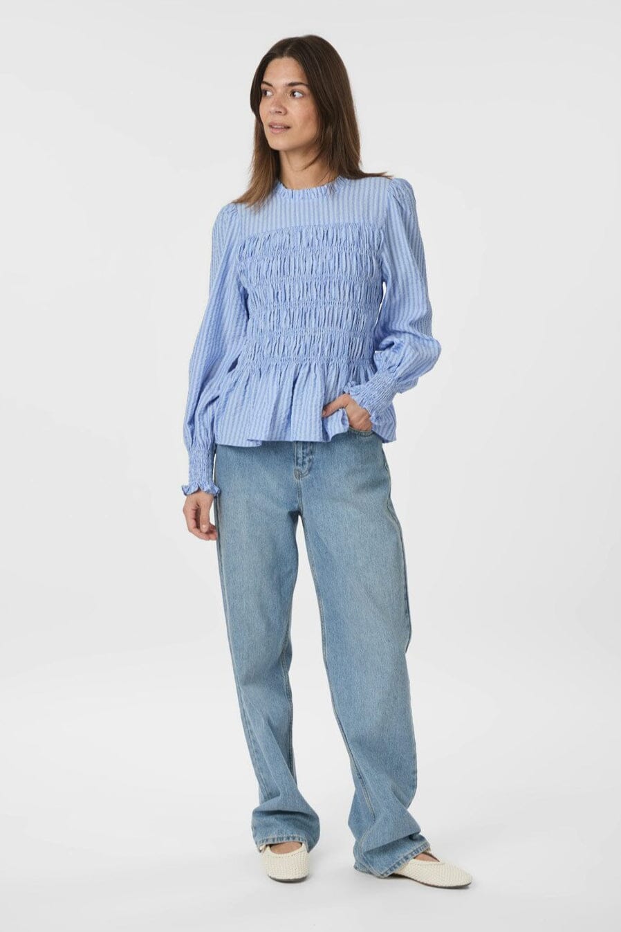 Neo Noir - Possa Twist Stripe Blouse 166412 - 145 - Light Blue