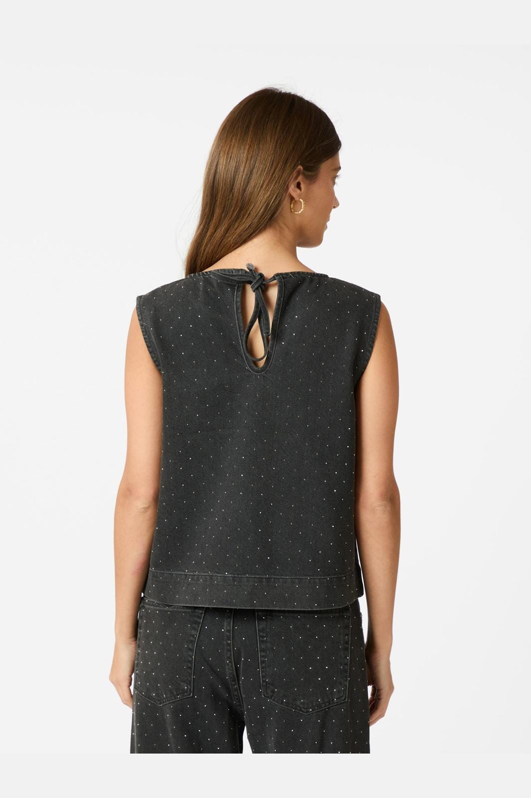 Neo Noir - Rissa Bedazzled Denim Top 164461 - 100 - Black