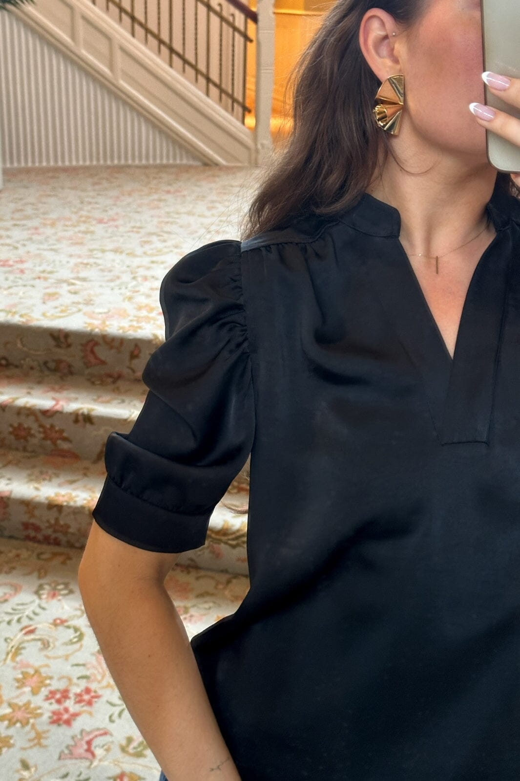 Neo Noir - Roella Heavy Sateen Blouse - Black Bluser