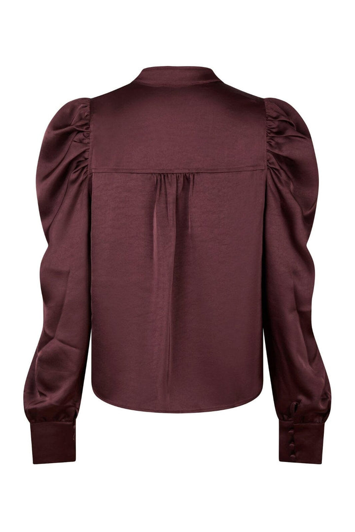 Neo Noir - Rosslyn Heavy Sateen Blouse 163769 - Burgundy Bluser