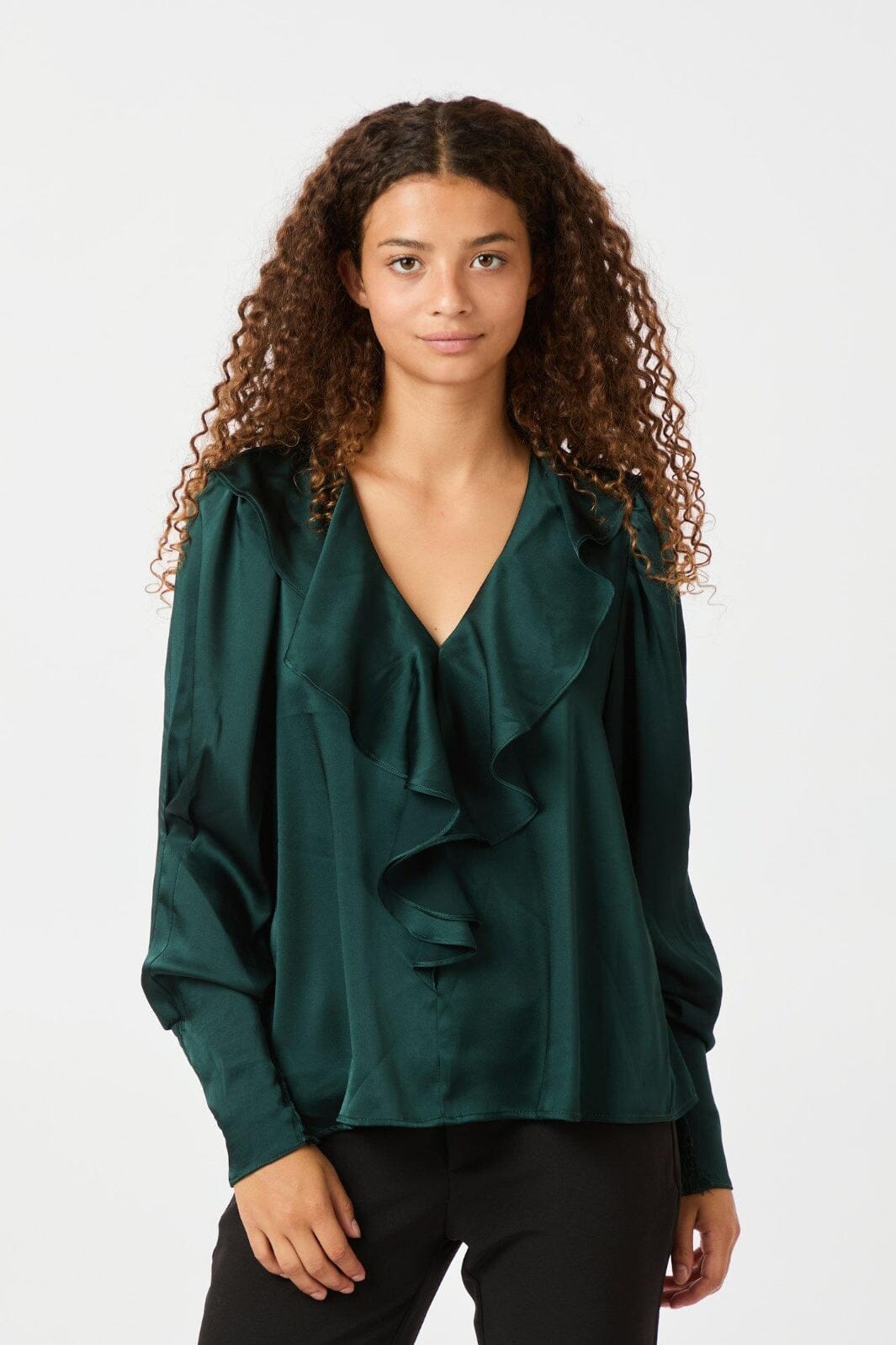 Neo Noir - Sandie Sateen Blouse 160963 - Dark Green Bluser