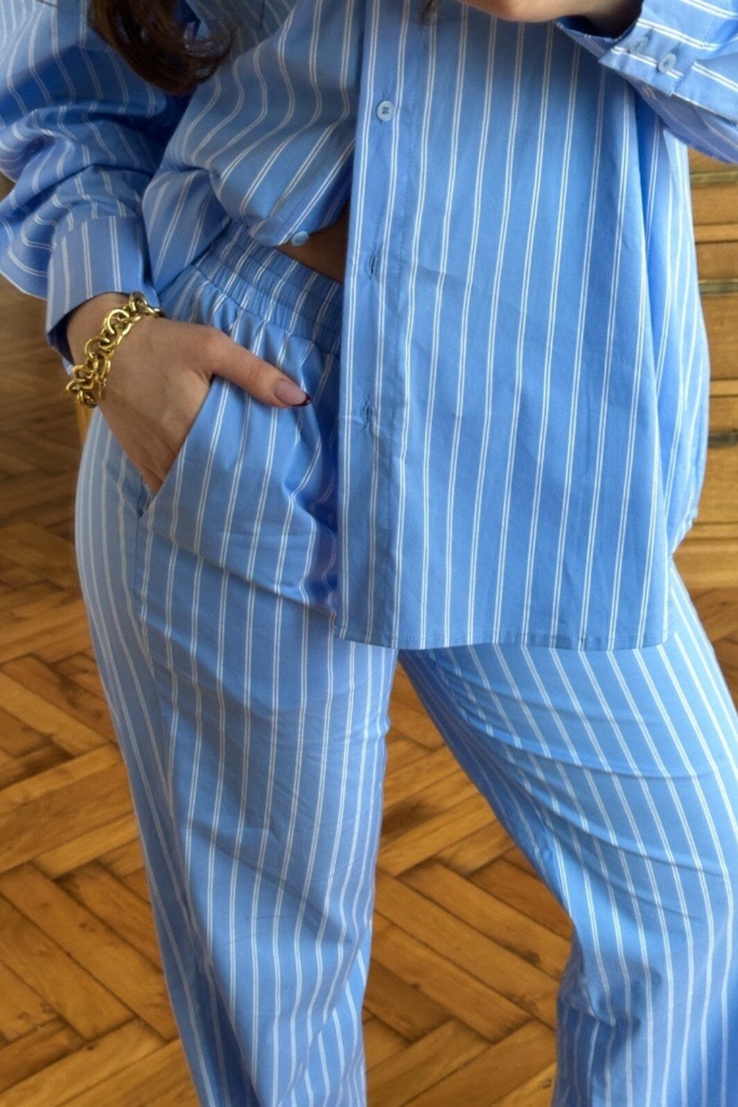 Neo Noir - Sonar Double Stripe Pants - Light Blue Bukser