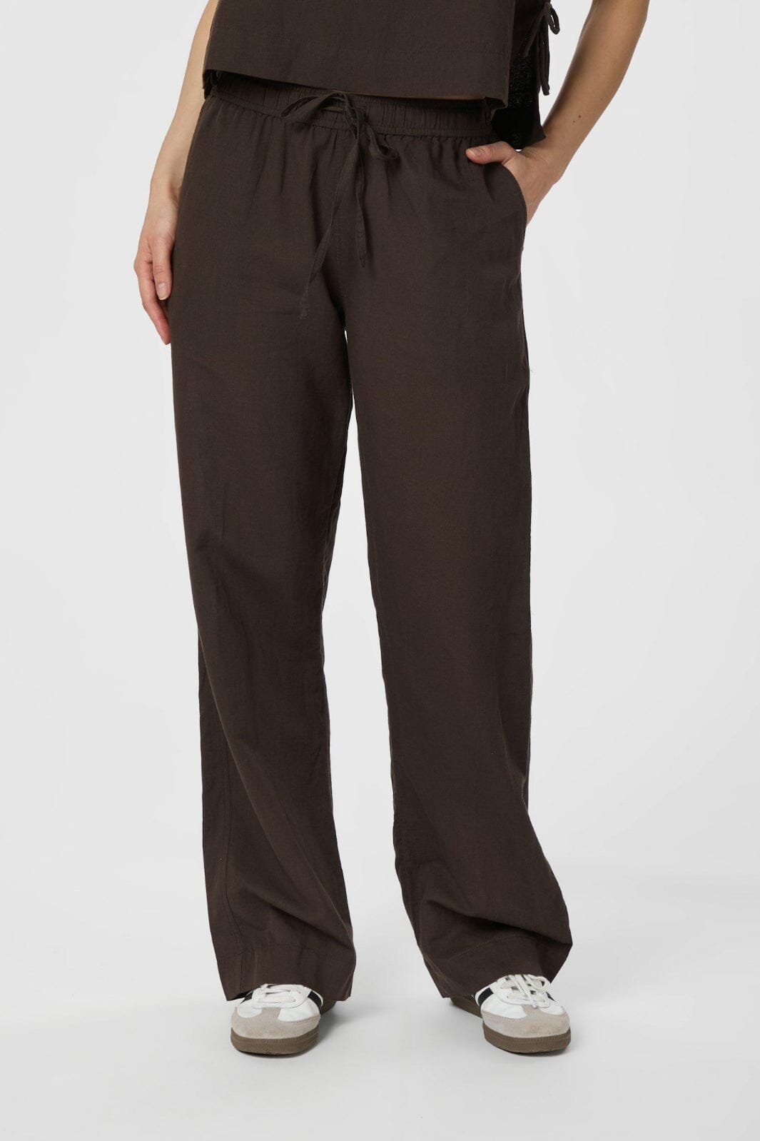Neo Noir - Sonar Linen Pants 158949 - 676 - Dark Brown