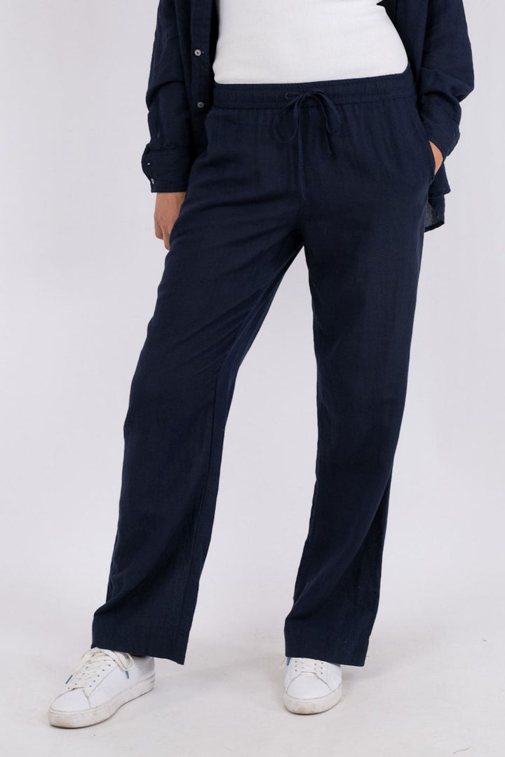 Neo Noir - Sonar Linen Pants - Navy Bukser