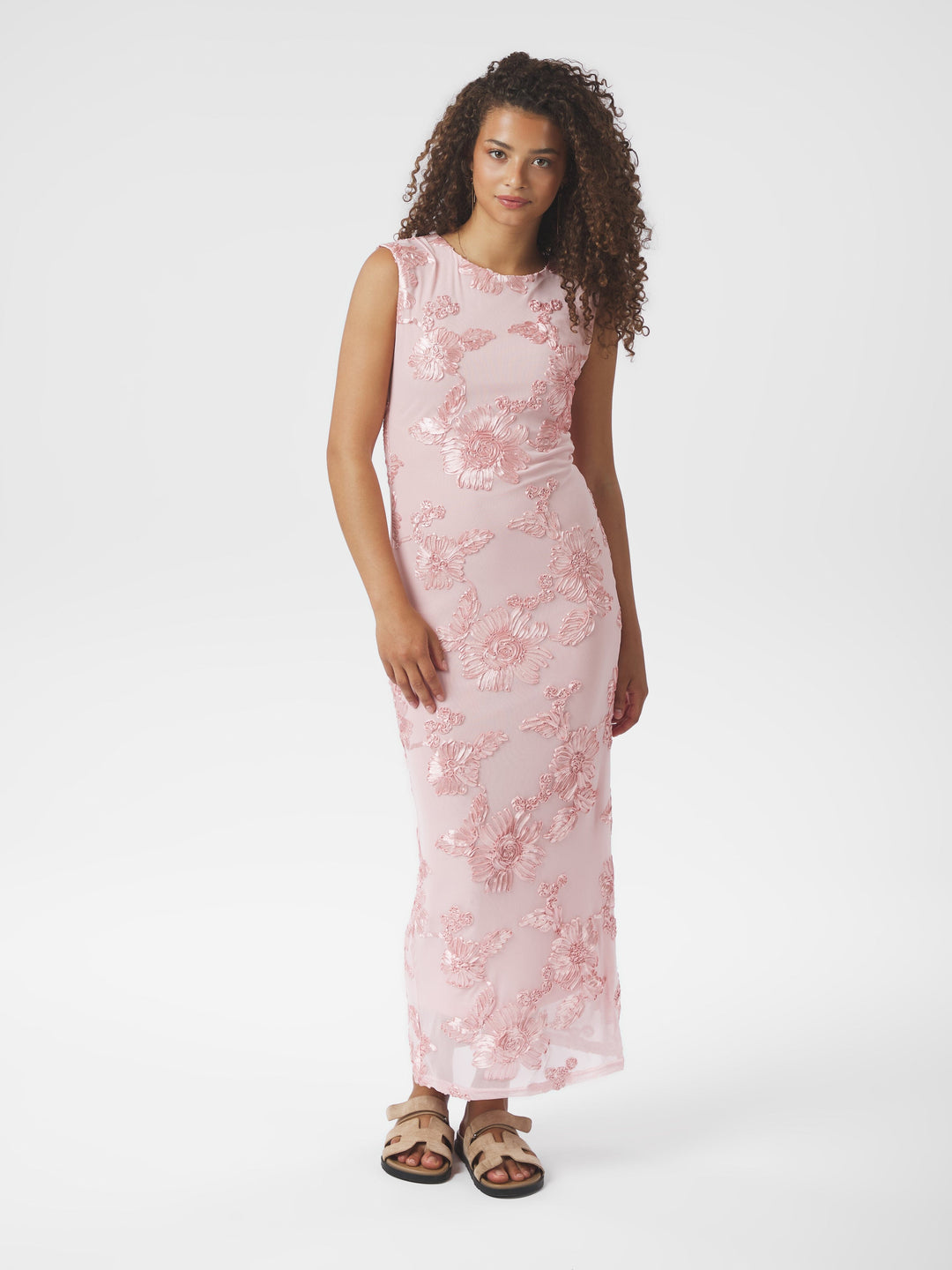 Neo Noir - Tiranna Big Flower Mesh Dress 166824 - 754 - Light Pink Kjoler