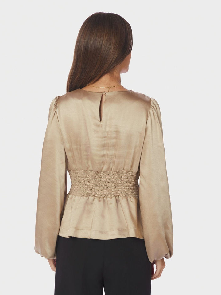 Neo Noir - Vanya Crushed Sateen Blouse 167481 - 221 - Gold Bluser