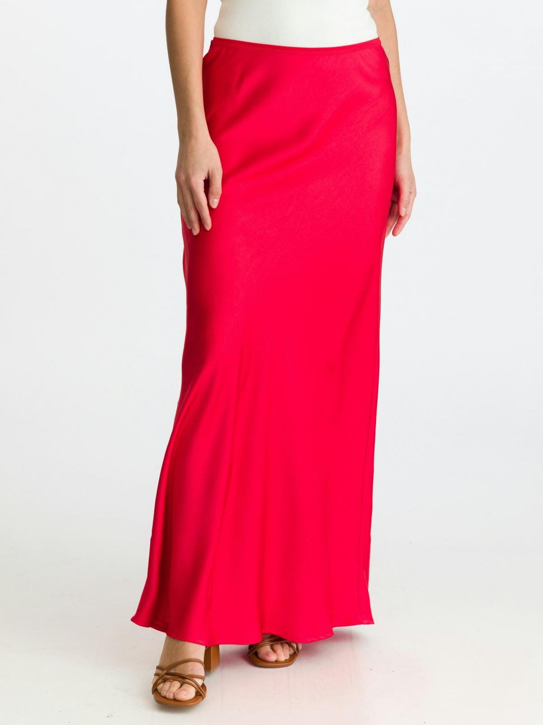 Neo Noir - Vicky Heavy Sateen Skirt - Red Nederdele