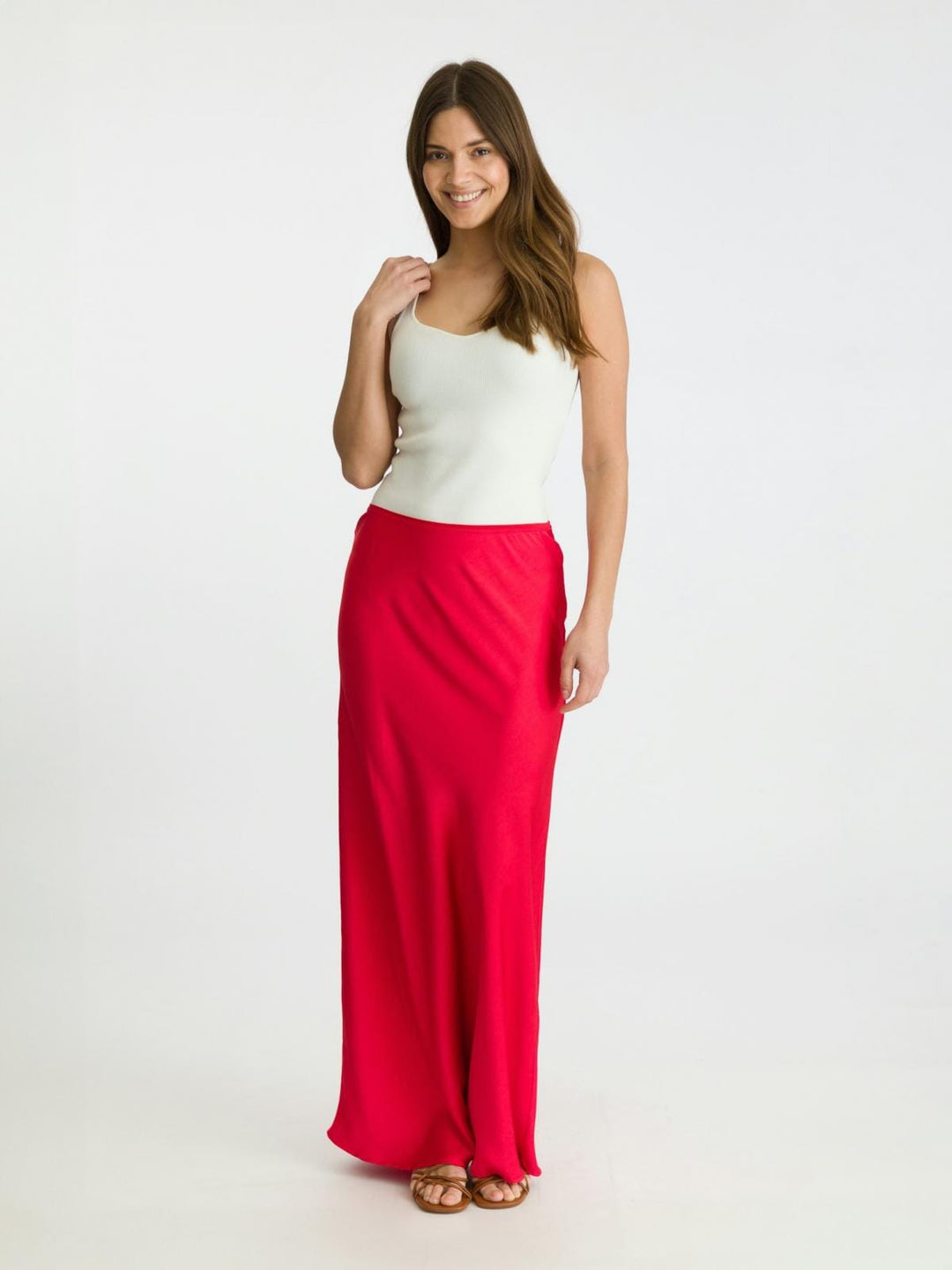 Neo Noir - Vicky Heavy Sateen Skirt - Red Nederdele