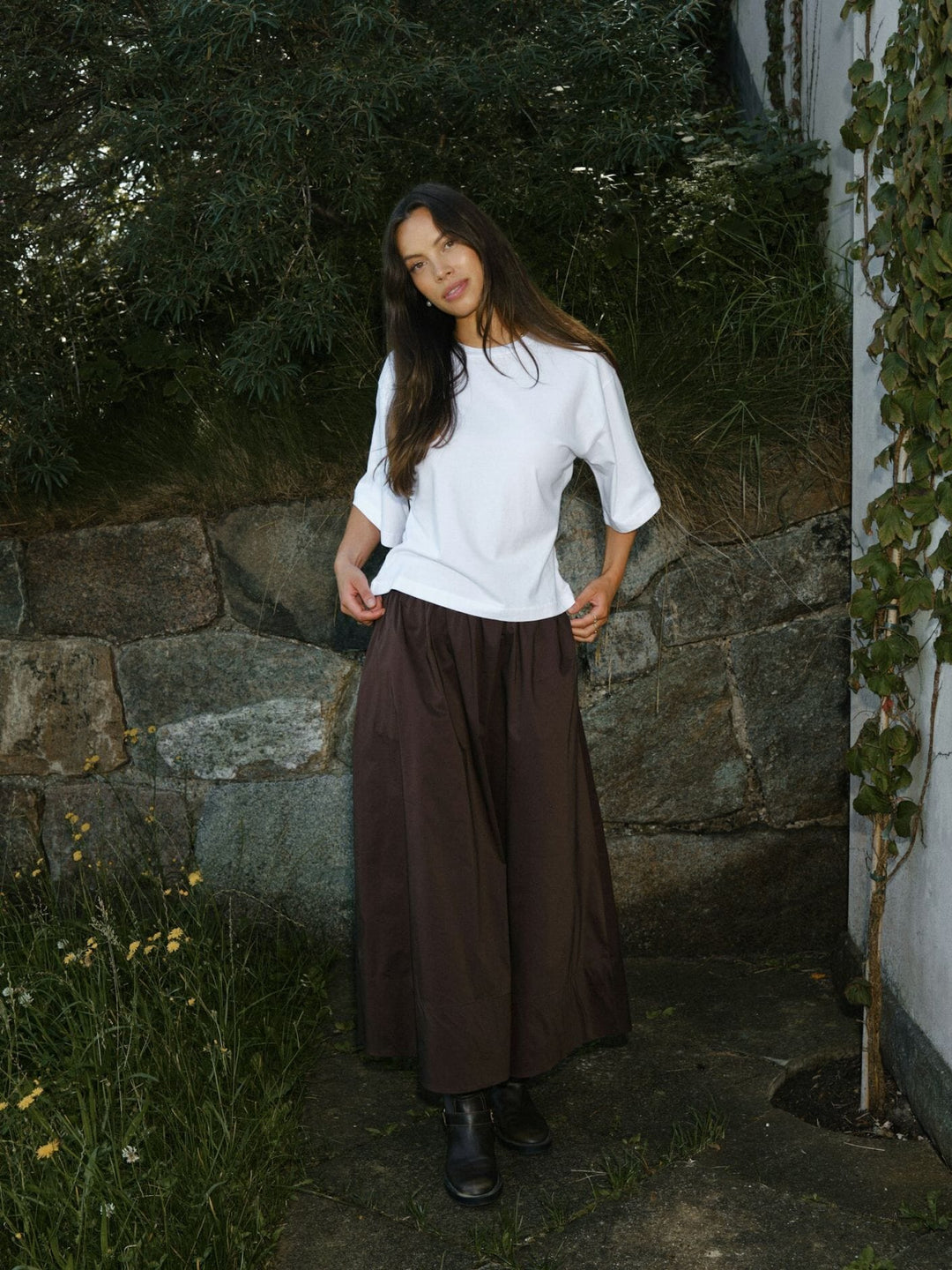Neo Noir - Yara Long Poplin Skirt 163076 - 584 - Chocolate Brown Nederdele