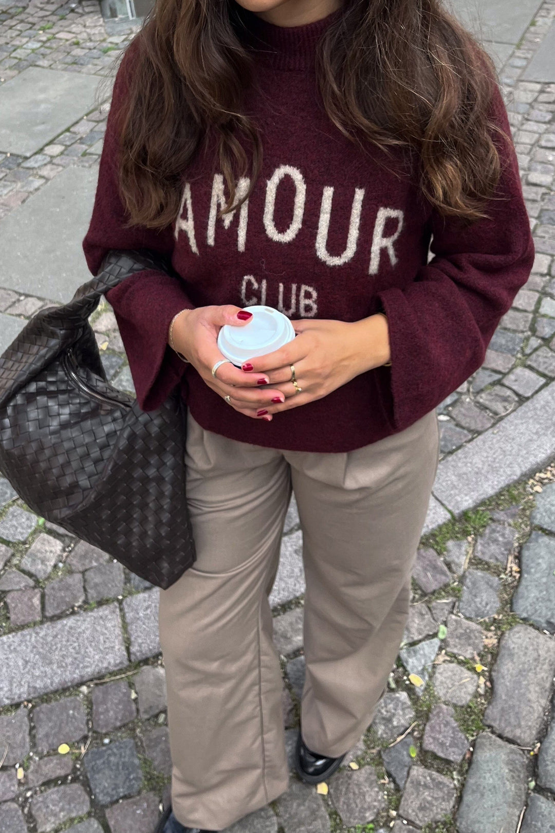 Noella - Amour Club Knit 14350001 - 1401 - Wine Beige Strikbluser