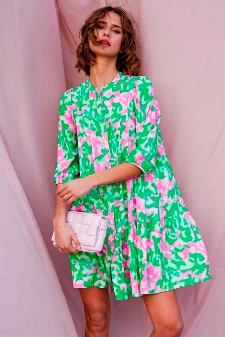 Forudbestilling - Noella - Imogene Dress - Green/Pink (Slut April) Kjoler