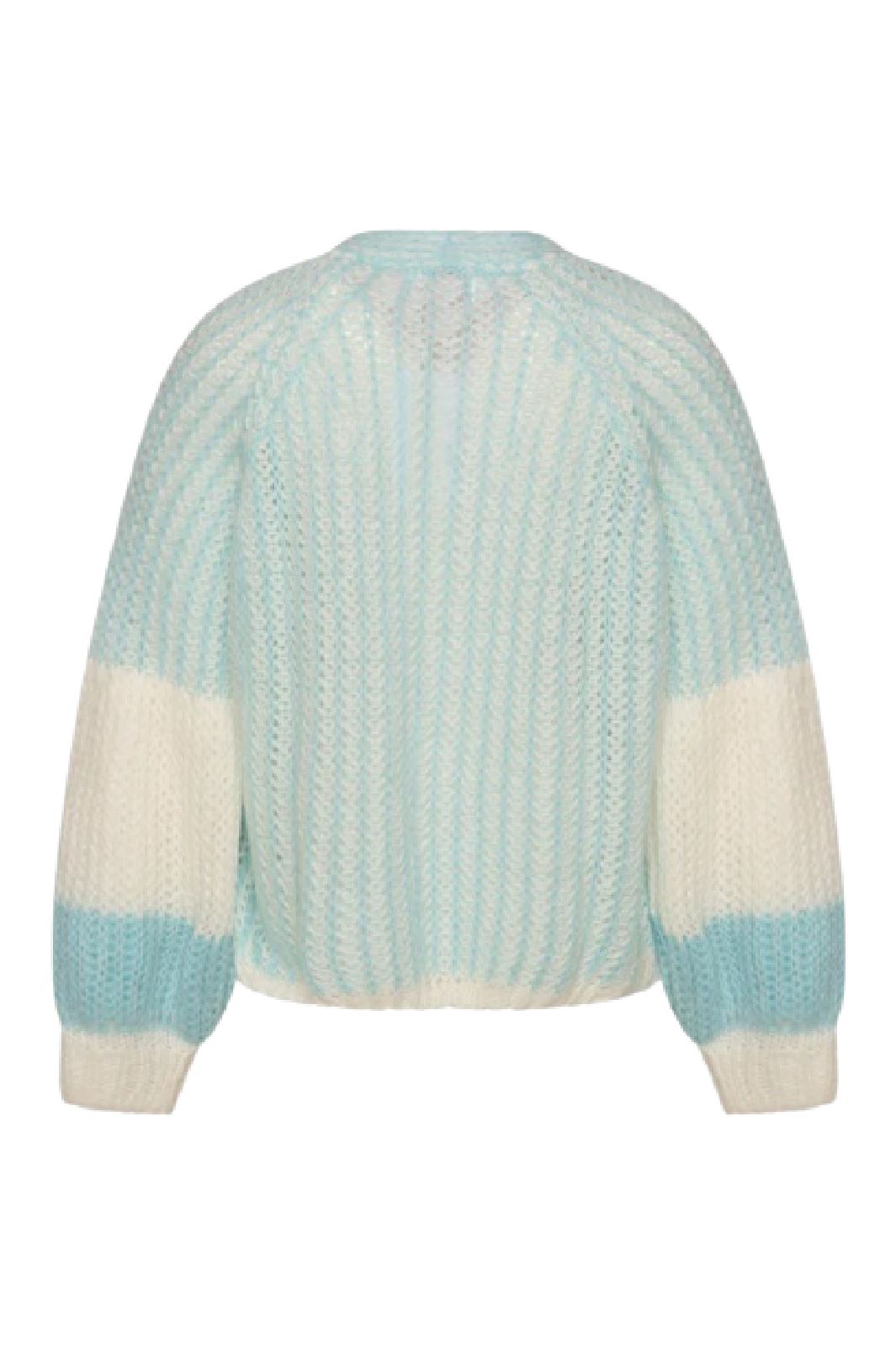 Noella - Liana Knit Cardigan - White/Lilac Blue Cardigans