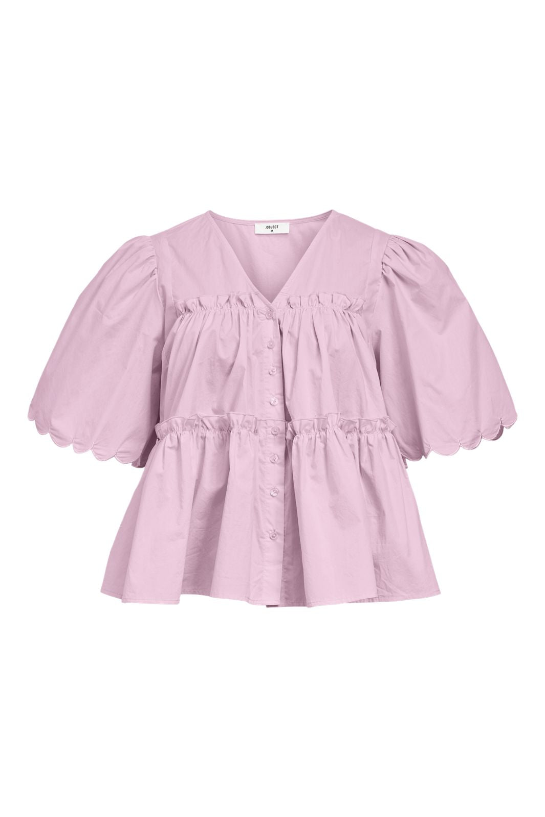 Object - Objhope S/S Re V-Neck Top - 4956272 Pink Frosting