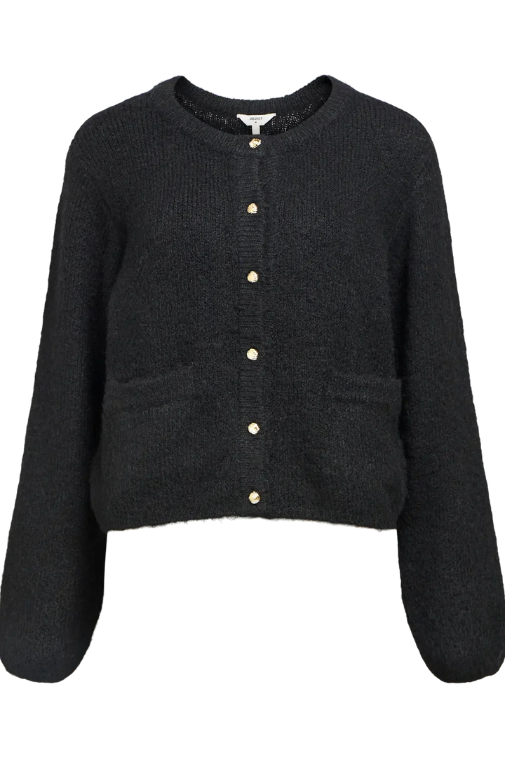 Object - Objsaggia Re L/S Knit Cardigan - 4789485 Black Cardigans