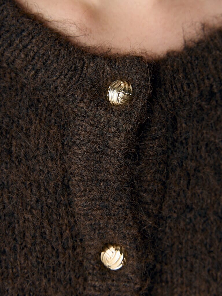 Object - Objsaggia Re L/S Knit Cardigan - 4872680 Seal Brown Melange Cardigans