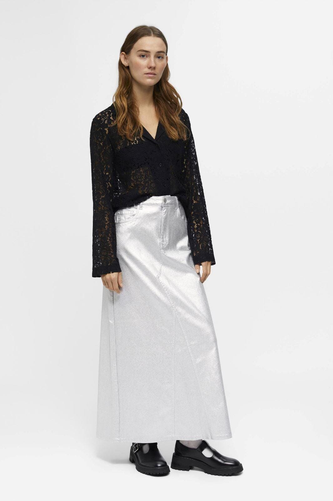 Object - Objsunny Harlow Long Skirt - 4586804 Silver Colour Nederdele