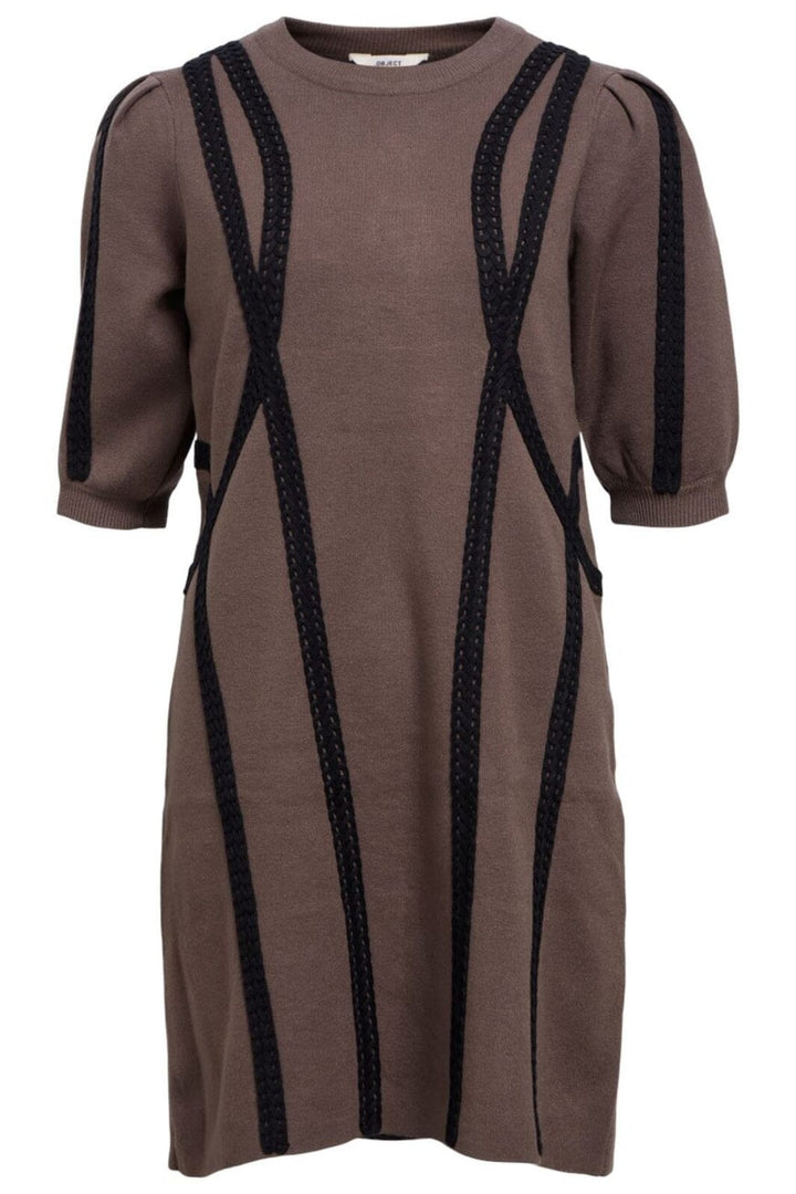 Object - Objulla Knit 2/4 Lo Dress 134 - 4645914 Morel Black Kjoler